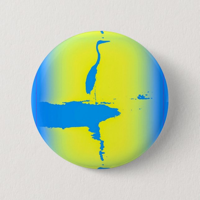 blue heron at sunrise 6 cm round badge (Front)