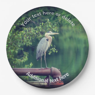 Blue Heron Bird Nature Personalised Party  Paper Plate