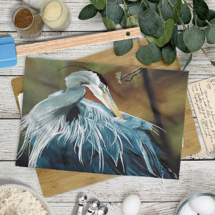 Blue Heron Bird Tea Towel