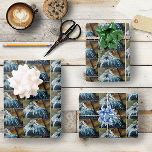 Blue Heron Bird Wrapping Paper Sheet