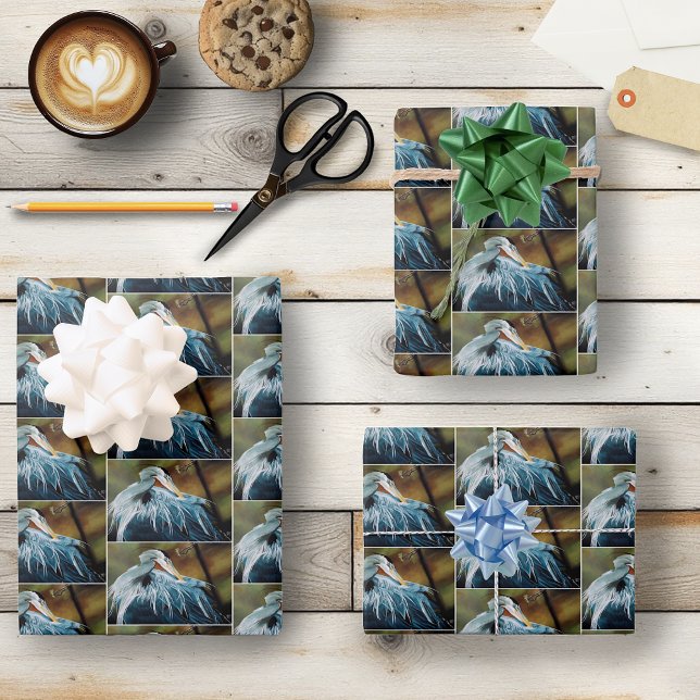 Blue Heron Bird  Wrapping Paper Sheet (Creator Uploaded)