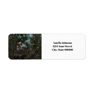 Blue Heron Birds Nest Personalise Return Address