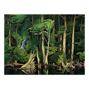 Blue Heron Canadian Painting by A J Casson Poster