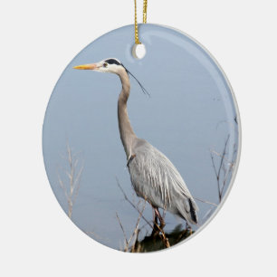 Blue Heron Ceramic Christmas Ornament