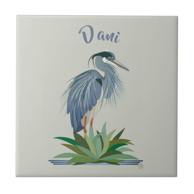 Blue Heron Ceramic Tile (Front)