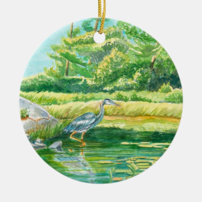 Blue Heron Christmas Ornament (Front)