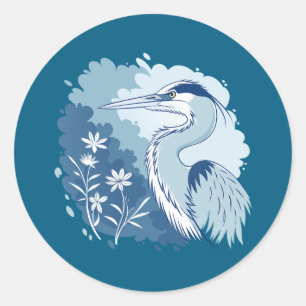  Blue Heron Classic Round Sticker