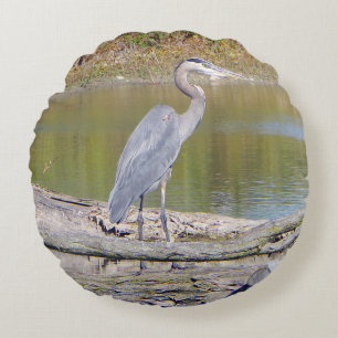 Blue Heron double sided round pillow