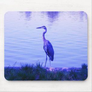 Blue Heron Egret Mouse Pad