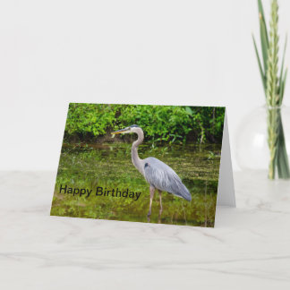 Blue Heron Happy Birthday Card