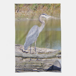 Blue Heron kitchen towel
