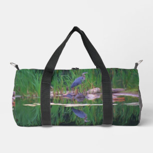 Blue Heron Nature Painting Duffle Bag