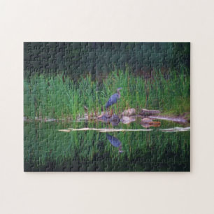 Blue Heron Nature Photo Painting  Jigsaw Puzzle