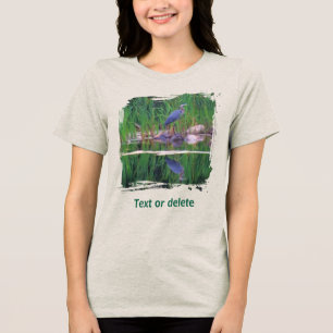 Blue Heron Reflections Animal Painting  Tri-Blend Shirt