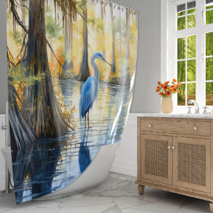 blue heron shower curtain