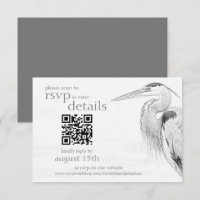 Blue Heron Sketch Wedding QR Code Details and