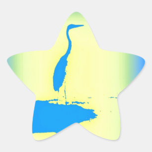 blue heron star sticker