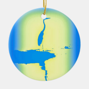 blue heron sunrise ceramic tree decoration
