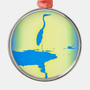 blue heron sunrise metal tree decoration