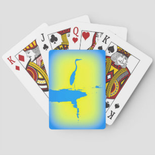 blue heron sunrise playing cards