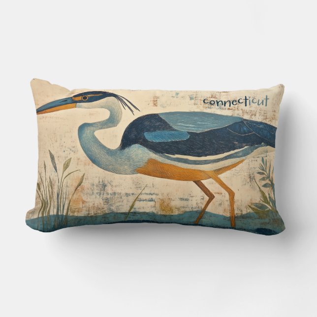 Blue Heron Throw Pillow III (Front)