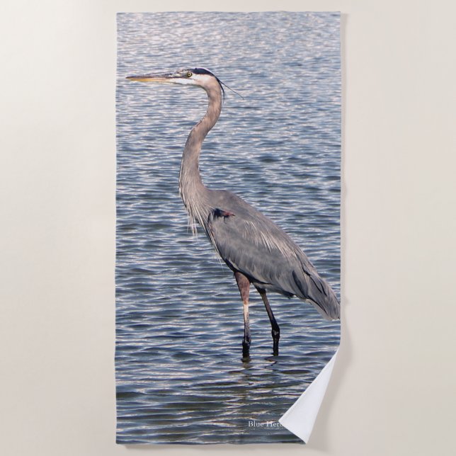Blue Heron water beach towel (Front)