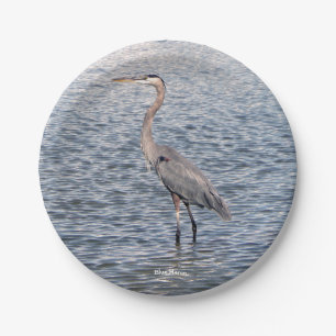 Blue Heron water paper plate