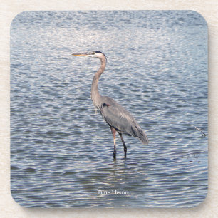Blue Heron water set of 6 plastic coasters