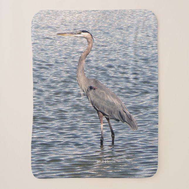 Blue Heron water sherpa blanket (Front)