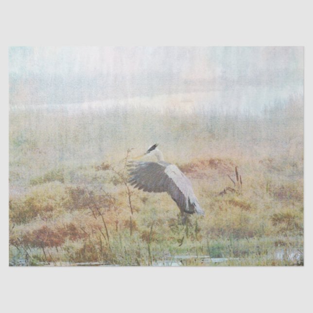 Blue Heron Watercolor Tissue Paper (Front)