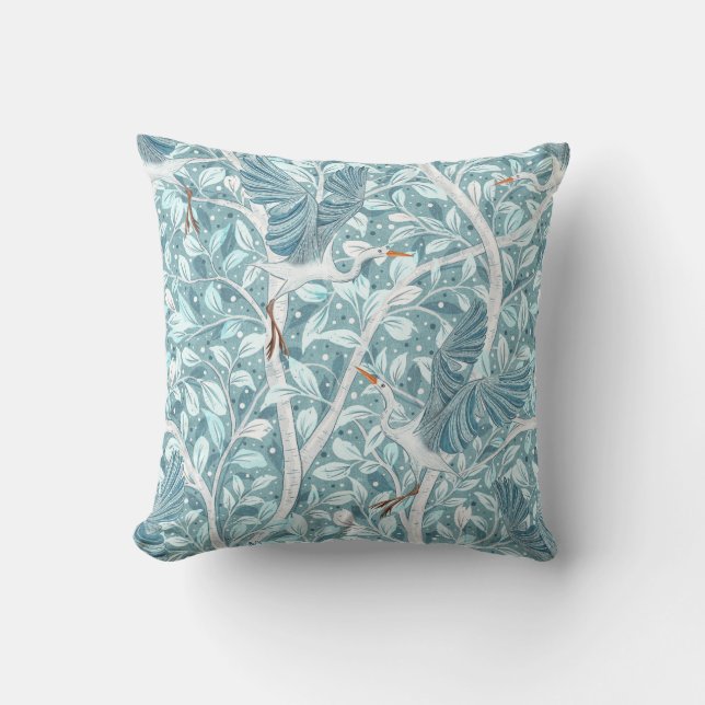 Blue Heron's Serene Nesting Place Cushion (Front)