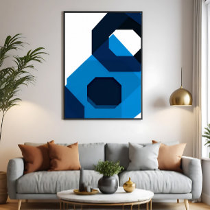 Blue Hexagon Art Poster