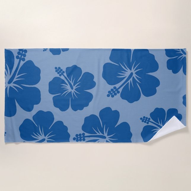 Blue Hibiscus Beach Towel (Front)