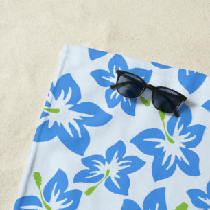 Blue Hibiscus, Blue Flowers, Pattern Of Flowers Beach Towel