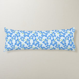 Blue Hibiscus, Blue Flowers, Pattern Of Flowers Body Cushion