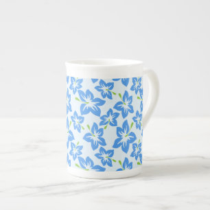 Blue Hibiscus, Blue Flowers, Pattern Of Flowers Bone China Mug
