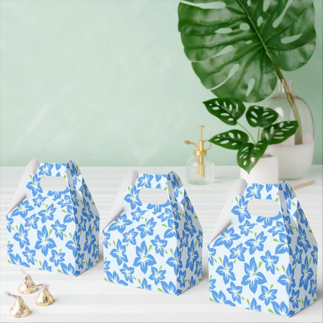 Blue Hibiscus, Blue Flowers, Pattern Of Flowers Favour Box (Multiple)