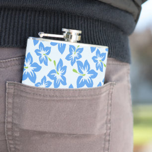 Blue Hibiscus, Blue Flowers, Pattern Of Flowers Hip Flask
