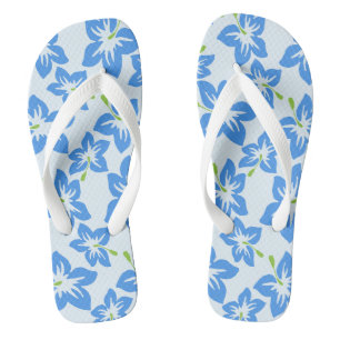 Blue Hibiscus, Blue Flowers, Pattern Of Flowers Jandals