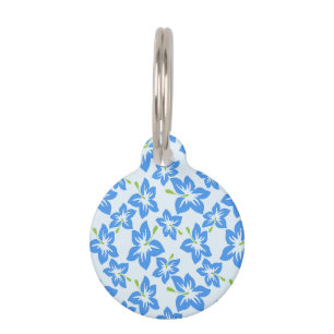 Blue Hibiscus, Blue Flowers, Pattern Of Flowers Pet Tag