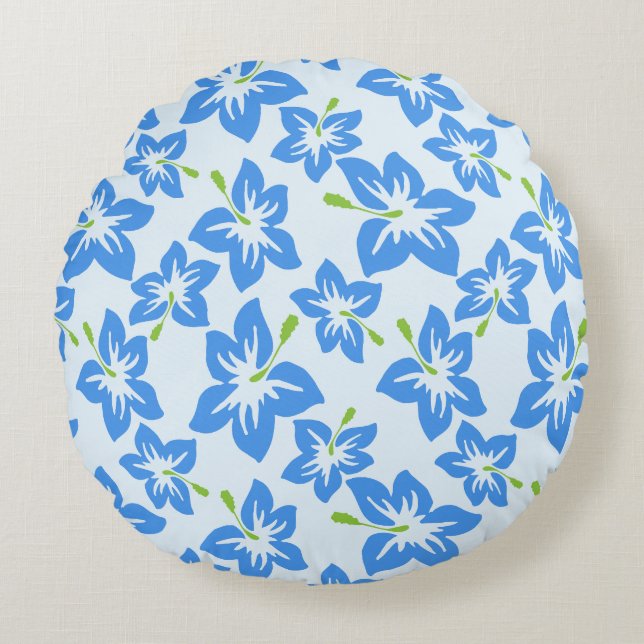 Blue Hibiscus, Blue Flowers, Pattern Of Flowers Round Cushion (Front)