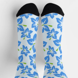 Blue Hibiscus, Blue Flowers, Pattern Of Flowers Socks