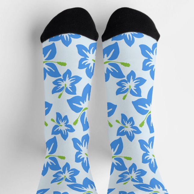 Blue Hibiscus, Blue Flowers, Pattern Of Flowers Socks (Top)