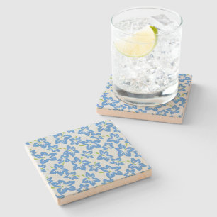 Blue Hibiscus, Blue Flowers, Pattern Of Flowers Stone Coaster