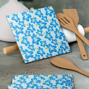 Blue Hibiscus, Blue Flowers, Pattern Of Flowers Tile