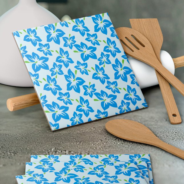 Blue Hibiscus, Blue Flowers, Pattern Of Flowers Tile (Creator Uploaded)