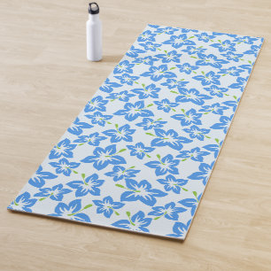 Blue Hibiscus, Blue Flowers, Pattern Of Flowers Yoga Mat