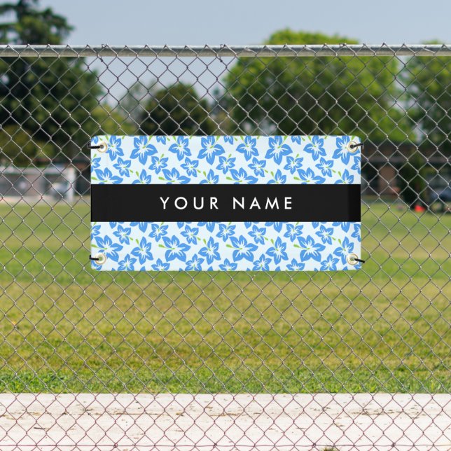 Blue Hibiscus, Blue Flowers, Your Name Banner (Insitu)