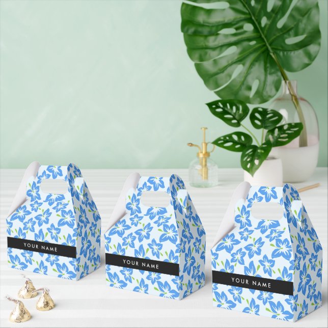 Blue Hibiscus, Blue Flowers, Your Name Favour Box (Multiple)