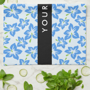 Blue Hibiscus, Blue Flowers, Your Name Tea Towel